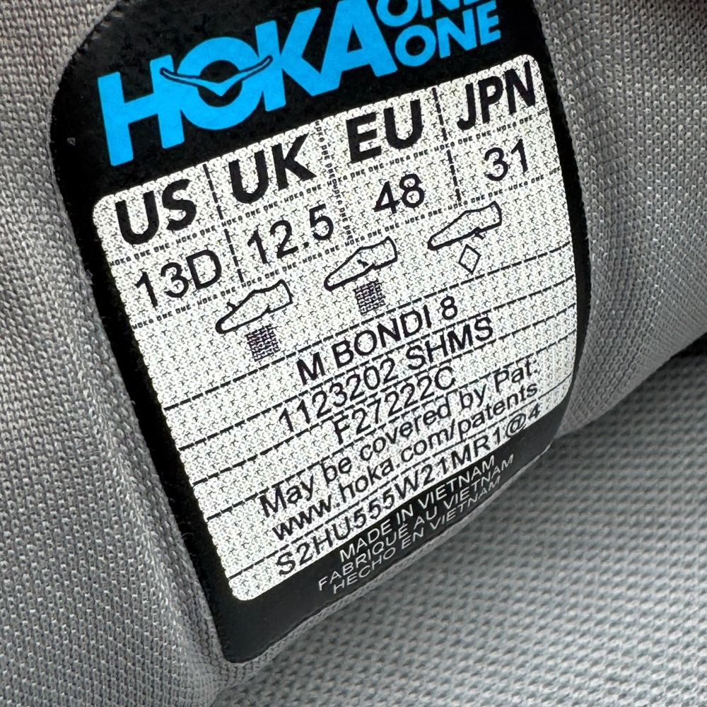 Hoka One One Bondi 8 Sharkskin Men Size 13D Lace Up 1123202 SHMS Running Walking - Picture 9 of 10